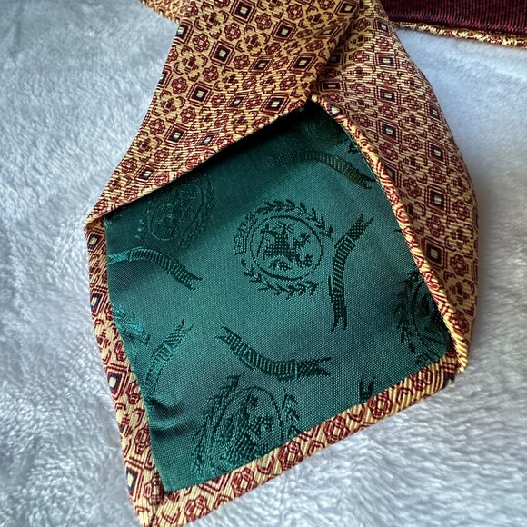 Vintage Tommy Hilfiger 100% Italian Silk Red & Gold Paisley 2 Tone Neck Tie - Picture 3 of 7
